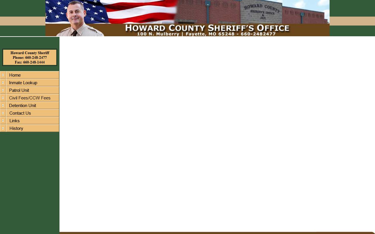 Howard County inmate lookup frame for jail roster search